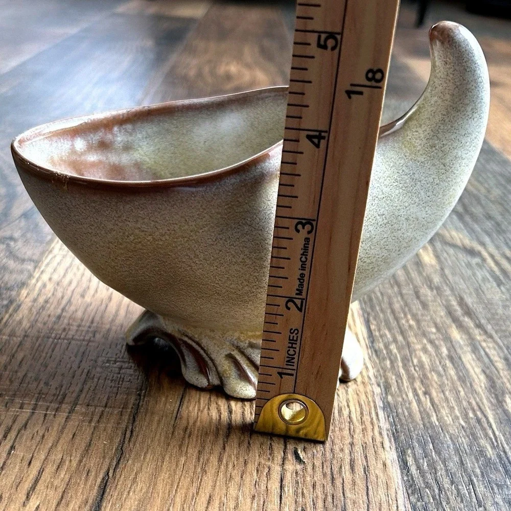 Frankoma Pottery 575 Footed Vase Brown Tan Green Glaze Vintage Decor